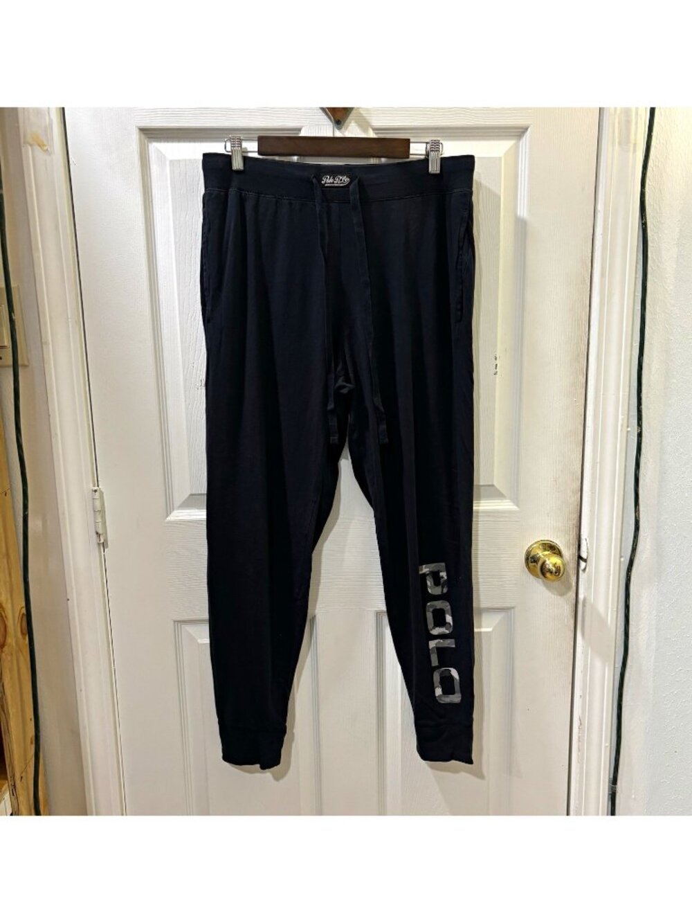 Polo Ralph Lauren Men’s Pajama Pants L Black Logo Drawstring Knit Pockets